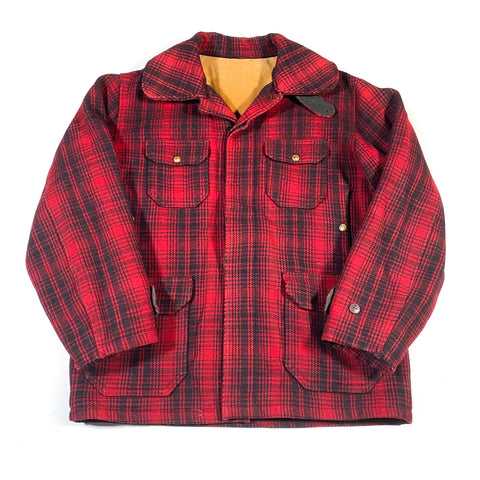 Vintage 40's Woolrich Mackinaw Buffalo Plaid Wool Barn Chin Strap Jacket