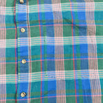 Vintage 80's Key Elements Green & Blue Madras Plaid Short Sleeve Shirt