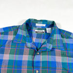 Vintage 80's Key Elements Green & Blue Madras Plaid Short Sleeve Shirt