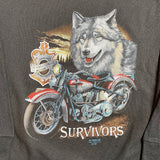 Vintage 1991 3D Emblem Harley Davidson Survivors Wolf Crewneck Sweatshirt