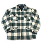 Vintage 80's White Green Plaid Flannel Shirt Jacket