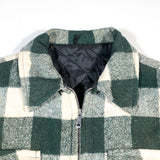 Vintage 80's White Green Plaid Flannel Shirt Jacket