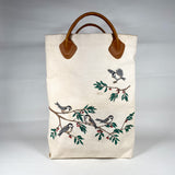 Vintage 90's LL Bean Printed Chickadee & Holly Tote Bag