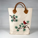 Vintage 90's LL Bean Printed Cardinal, Chickadee & Pine Tote Bag