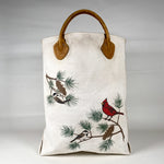 Vintage 90's LL Bean Printed Cardinal, Chickadee & Pine Tote Bag