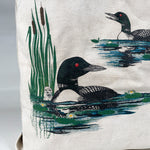 Vintage 90's LL Bean Printed Common Loon & Cattail Tote Bag