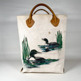 Vintage 90's LL Bean Printed Common Loon & Cattail Tote Bag