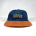 Vintage 90's Levi's “Legends Never Die” Denim & Suede Sample Hat