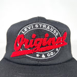Vintage 90's Levi Strauss Black Chenille Sample Snapback Hat