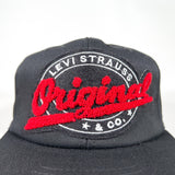 Vintage 90's Levi Strauss Black Chenille Sample Snapback Hat