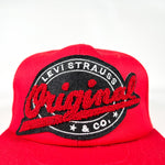 Vintage 90's Levi Strauss Red Chenille Sample Snapback Hat