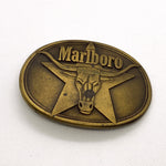 Vintage 1987 Marlboro Longhorn Star Brass Belt Buckle