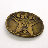 Vintage 1987 Marlboro Longhorn Star Brass Belt Buckle