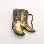Vintage 80's Brass Cowboy Boots Western Belt Buckle