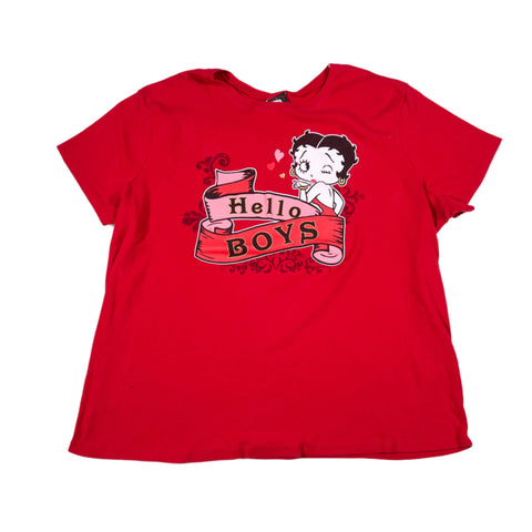 Modern 2007 Betty Boop "Hello Boys" Red Graphic T-Shirt
