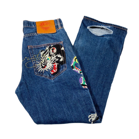 Modern 2007 Ed Hardy Panther & Snake Embroidered Jeans