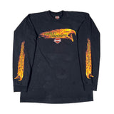 Black long-sleeve shirt with Harley Davidson logo and eagle design on a white background
