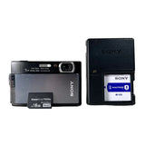 Sony electronic devices including a camera, battery, and memory card on a white background