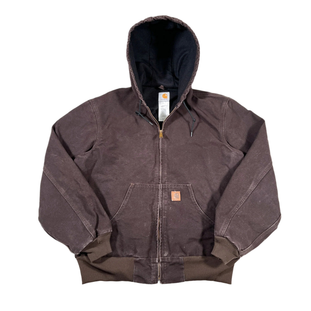 Modern 2009 Carhartt J25 DKB Brown Duck Canvas Hooded Active