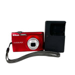 Modern 2012 Nikon Coolpix S205 Red 12MP Digital Camera