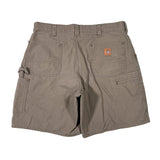 Brown shorts with a brand logo on a white background