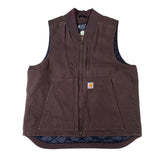 Brown vest with a visible brand logo on a white background