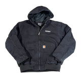 Black hooded jacket with Carhartt logo on a white background