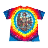 Modern Y2K Grateful Dead Liquid Blue Skeleton & Roses Tie-Dye T-Shirt
