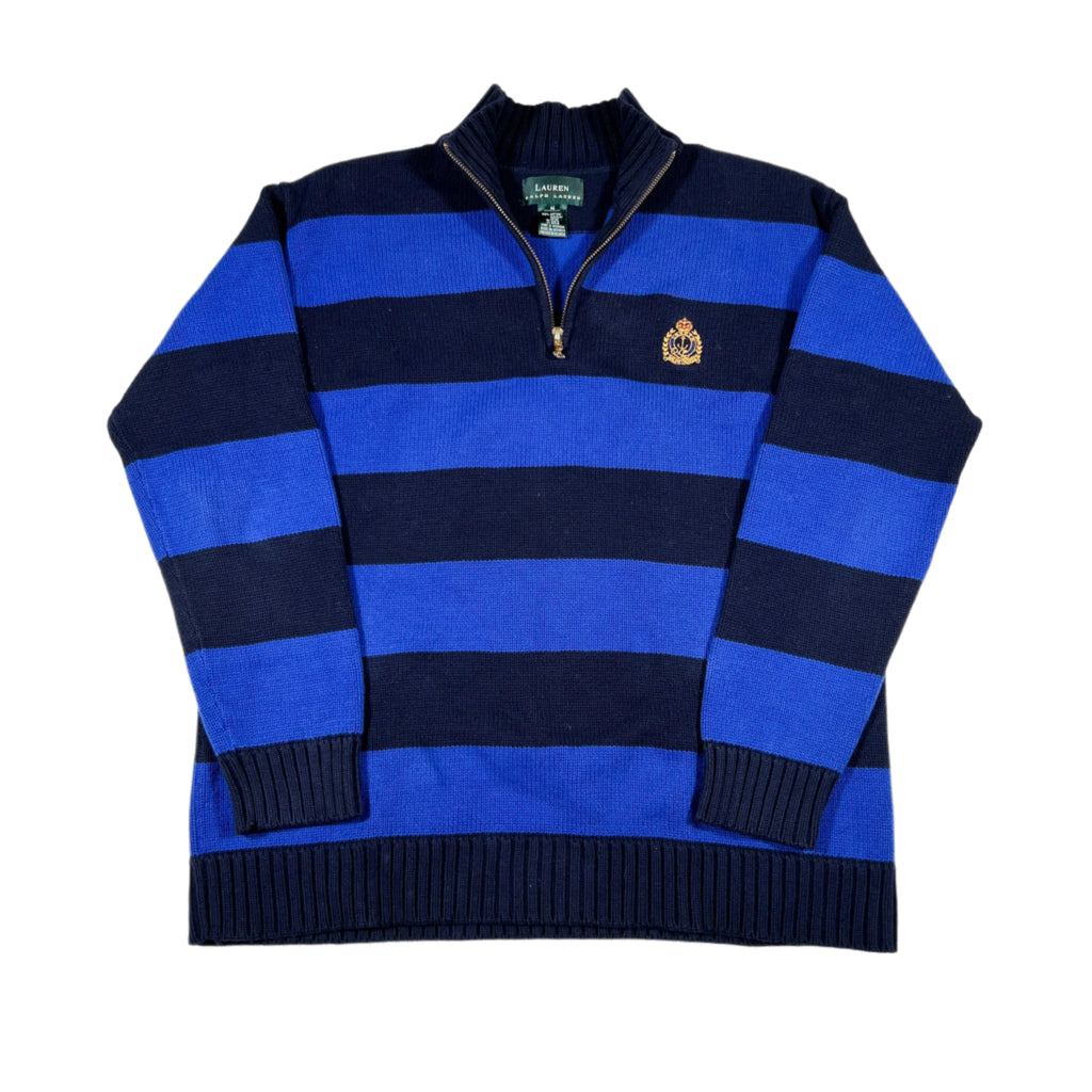 Modern Y2K Lauren Ralph Lauren Blue & Navy Crest Quarter-Zip