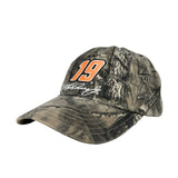 Camouflage baseball cap with number 19 and signature on a white background