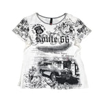 Modern Y2K Route 66 Bedazzled Grunge T-Shirt