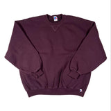 Maroon sweatshirt with a brand logo on a white background
