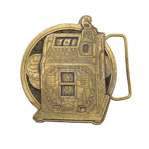 Vintage 1975 Rock-Ola Super Triple Slot Machine Belt Buckle