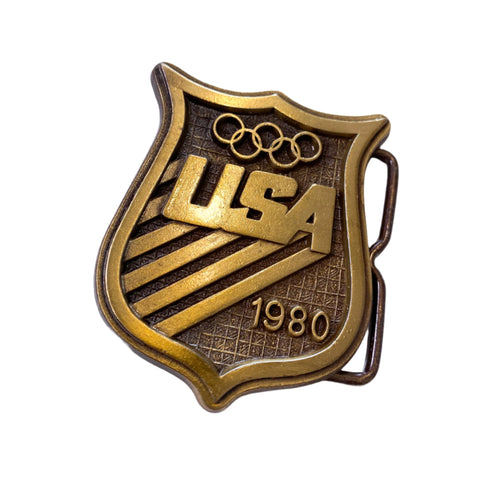 Vintage 1980 USA Olympics Seal Belt Buckle