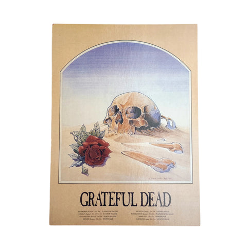 Vintage 1981 Grateful Dead Europe Tour Skull & Rose Art Postcard