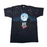 A vintage black graphic t-shirt featuring the 'E.T.