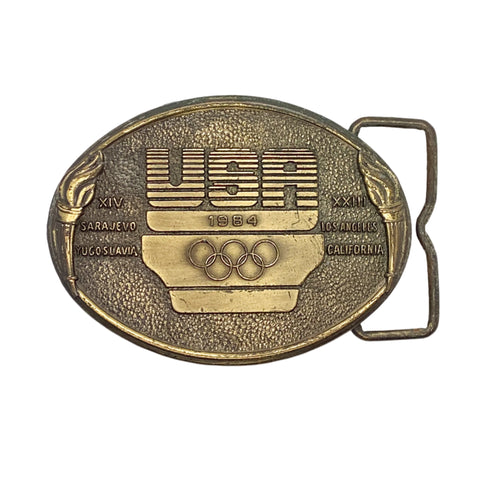 Vintage 1984 USA Sarajevo & Los Angeles Olympic Games Belt Buckle