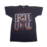 Black t-shirt with Prince graphic design on a white background