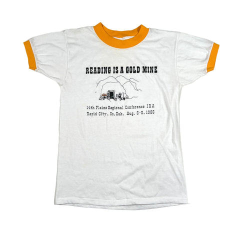 Vintage 1986 Reading Is a Gold Mine Ringer T-Shirt