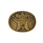 Vintage 1987 Marlboro Longhorn Star Brass Belt Buckle