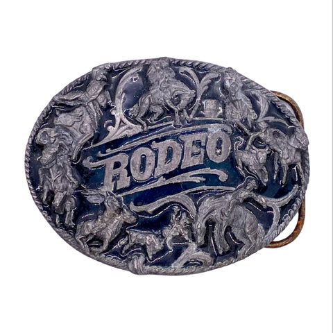 Vintage 1988 Siskiyou Rodeo Scene Western Belt Buckle