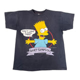 T-shirt with Bart Simpson graphic and text on a white background