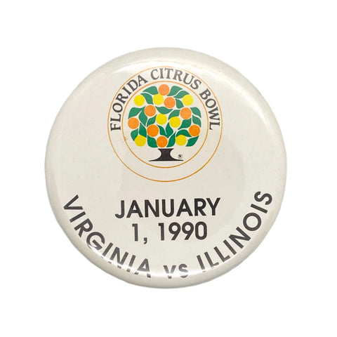 Vintage 1990 Florida Citrus Bowl Virginia vs Illinois Button