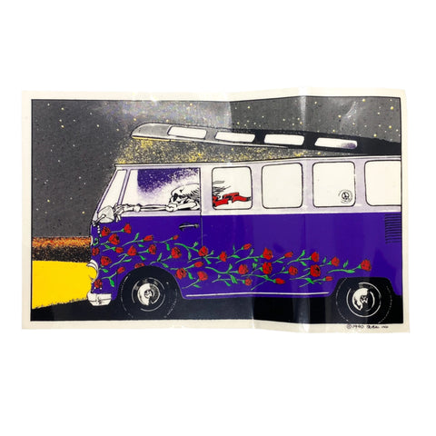Vintage 1990 Grateful Dead Skeleton Bus Tribal Ink Sticker