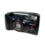 Black Vivitar Series 1 camera on a white background