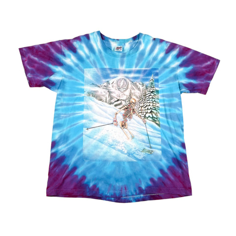 Vintage 1991 Grateful Dead Skeleton Skier Tie-Dye T-Shirt