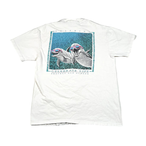 Vintage 1991 Lifeforms Dolphins Ocean Conservation T-Shirt
