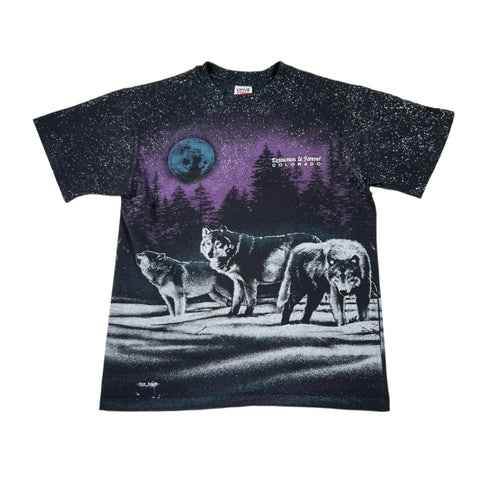 Vintage 1991 San Segal Colorado Wolves All Over Print T-Shirt