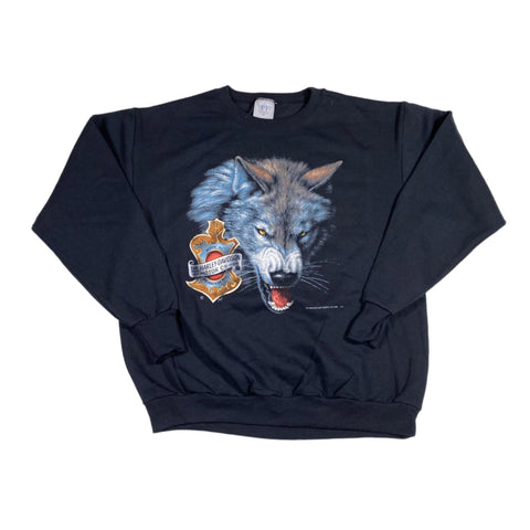 Vintage 1992 3D Emblem Harley Davidson Wolf Crewneck Sweatshirt
