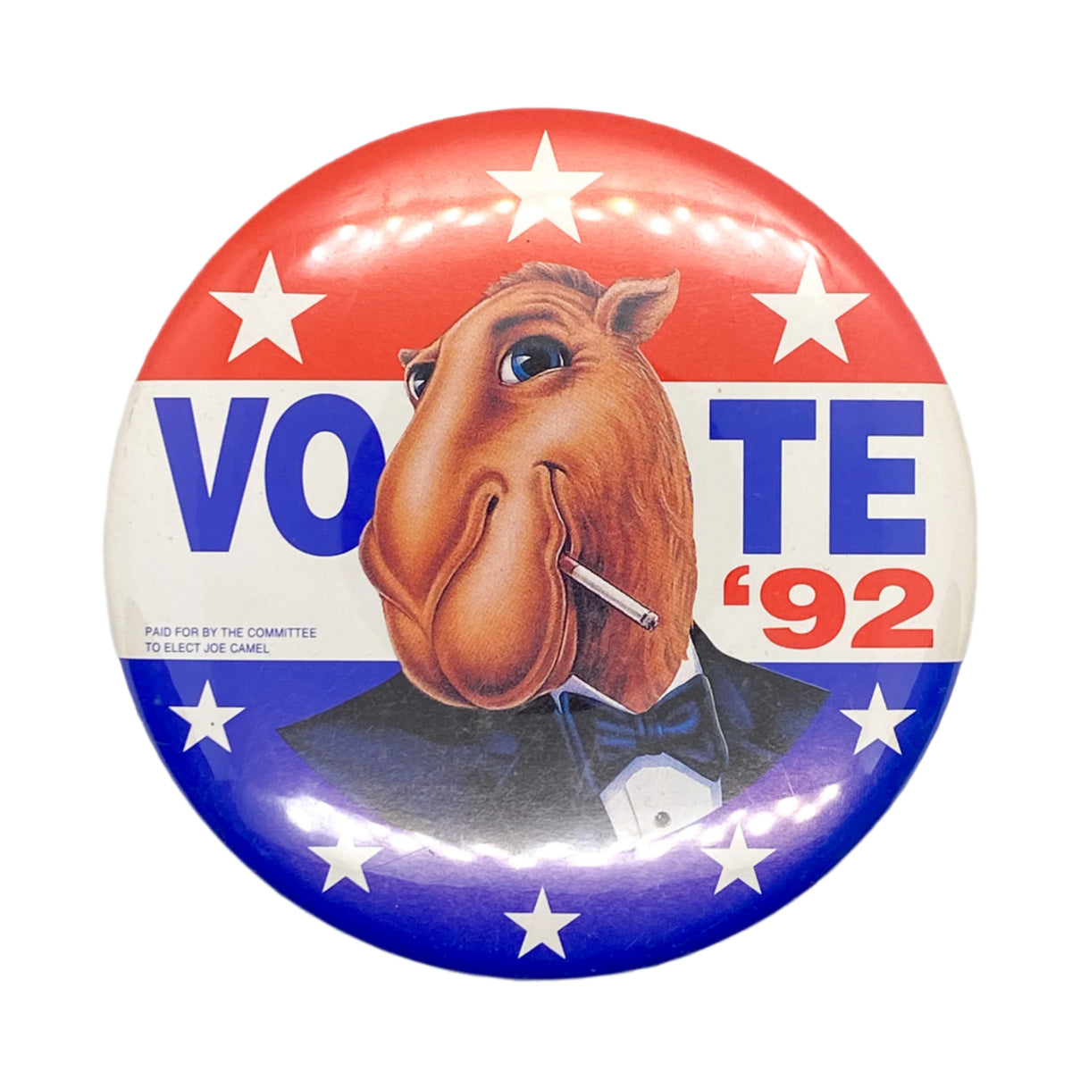 Vintage 1992 Joe Camel “Vote ’92” Parody Campaign Tobacco Button ...
